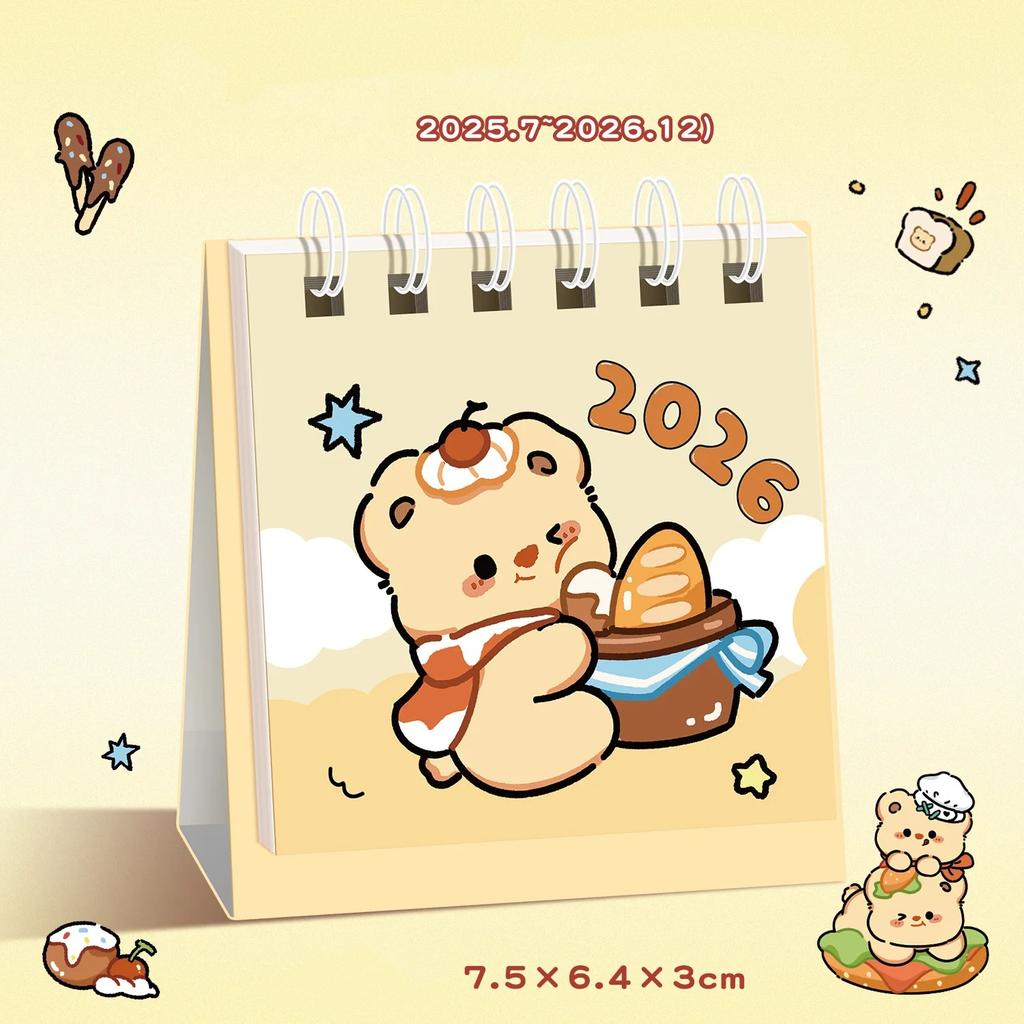 2026 Kalender Kapibara Cartoon Tischkalender Niedlicher Mini-Kalender Studentenbüro Desktop-Kalender