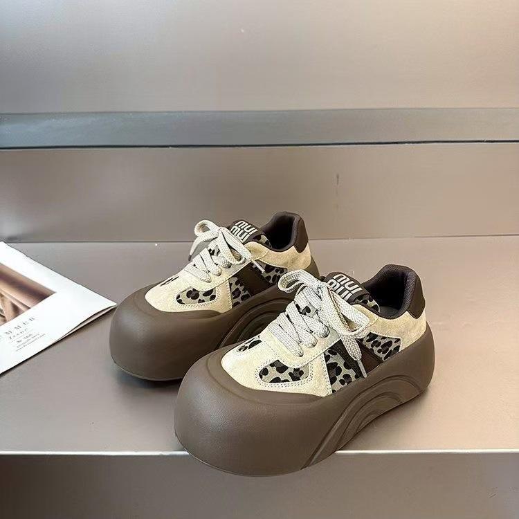 

thick-soled leopard print big-headed bread shoes women s 2025 autumn and winter new casual versatile heightening board shoes muffin sole casual shoes 40