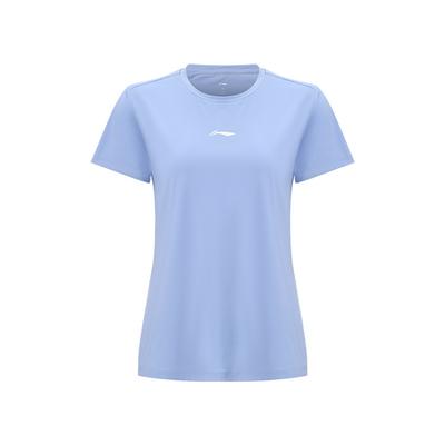 Li Ning Table Tennis Series Solid Color Logo Print Round Neck Short Sleeve T-Shirt Unisex Tops Heron-Blue ATSV616-2