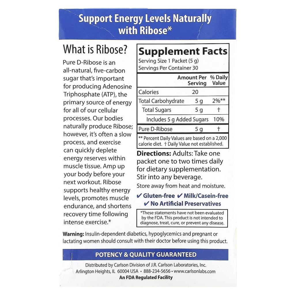 Ribose, 30 Packs Per Serving, 5g Each