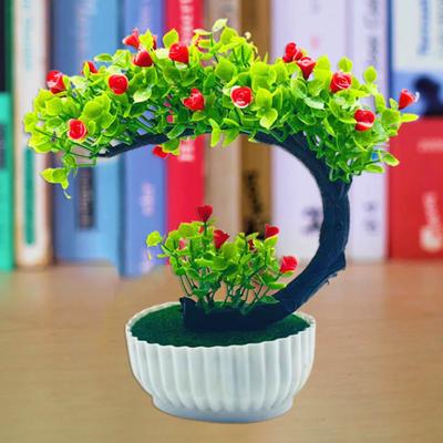 Fake Bonsai Romantic No Watering Plastic Beautiful Artificial Flower Bonsai with Pot