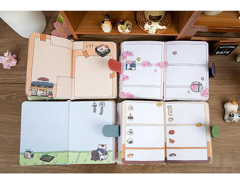 Muran PU Magnetverschluss Notizbuch: Yuju Bobcat Japanisches Premium Katzen Design