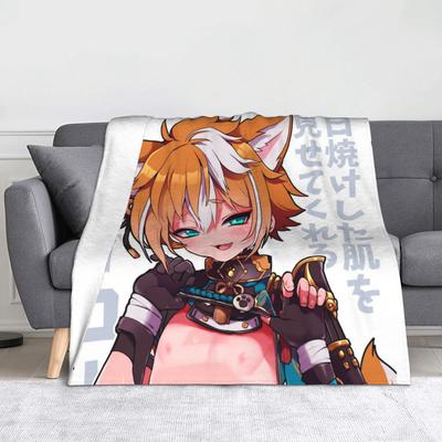 Genshin Impact Gorou Blanket Flannel Printed Breathable Warm Throw Blankets for Bed Couch Plush Thin Quilt