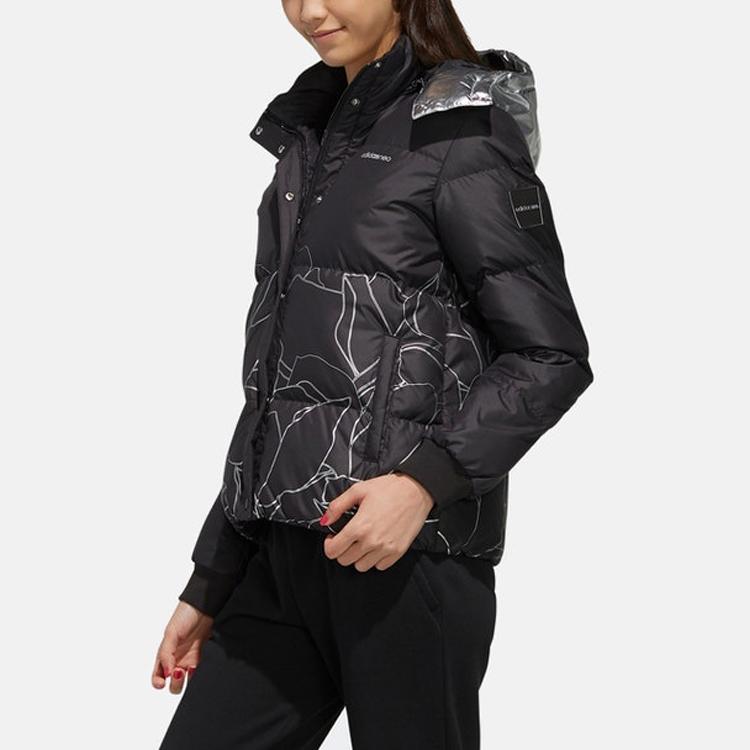 Adidas Neo Slim Fit Hooded Down Jacket Women Outerwear Black EI4421