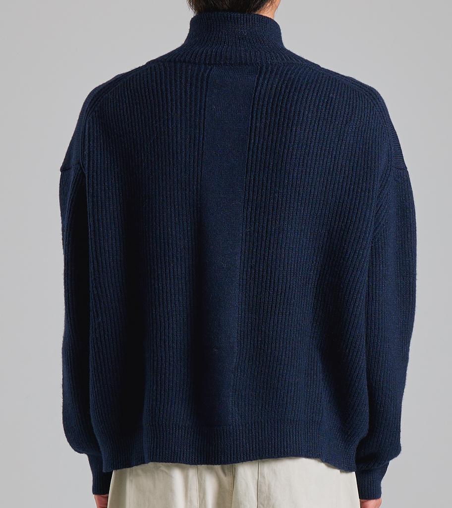 Beoteunseoul Loose Fit Half-Zip High-Neck Knit (Navy)