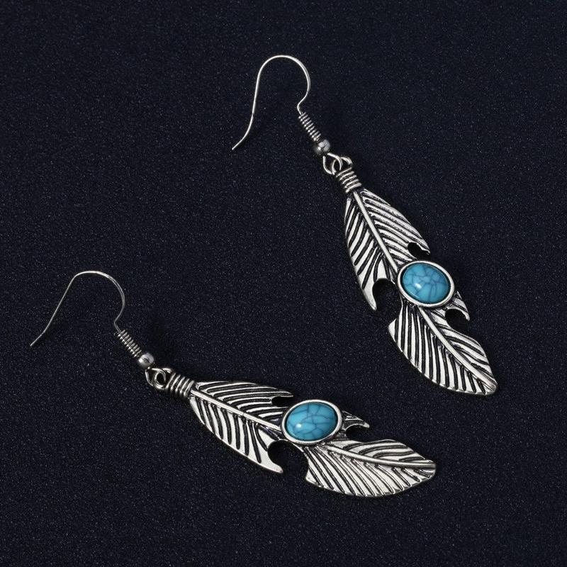Trendy and popular retro versatile feather earrings exaggerated tree leaf temperament earrings women's earrings ear hooks