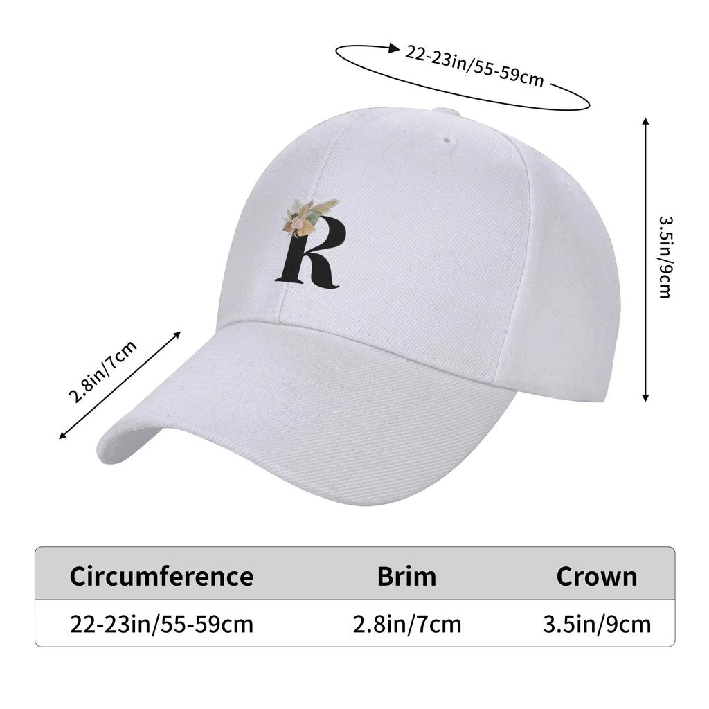 Letter R Floral Sun Baseball Cap Summer Women Unisex  Custom DIY Trucker Hat Sunscreen y2k Funny Tennis Skate Snapback Cap