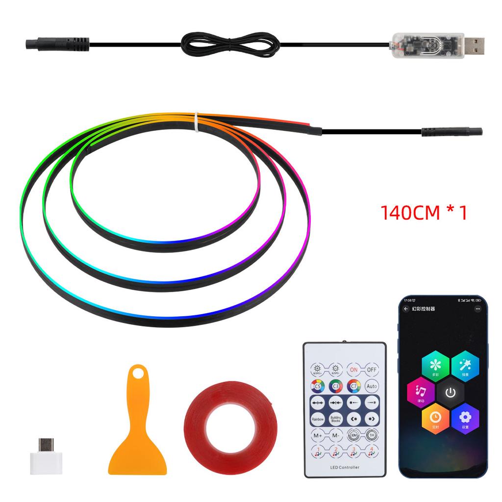 110/140cm Ambient Lights Universal LED Symphony RGB Atmosphere Lamp USB APP Remote for Tesla Acrylic Embass Accessories