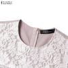 ZANZEA Women Elegant Lace Patchwork Round Neck Casual Short Sleeve Dress