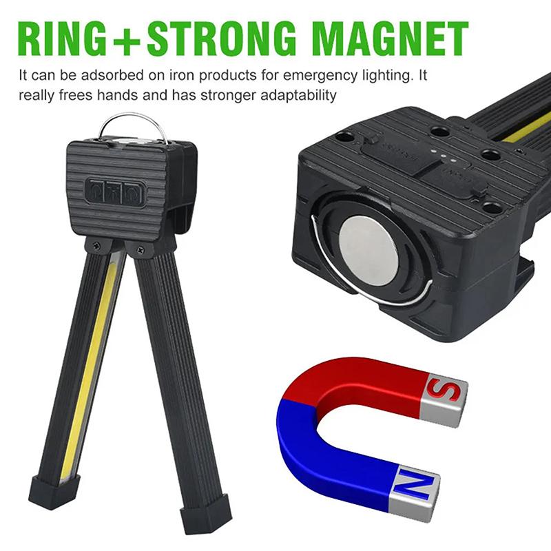 Portable Led Flashlight With Hanging Hook, Handheld Usb Rechargeable Worklight Outdoor Camping Light Auto Repair Work Light