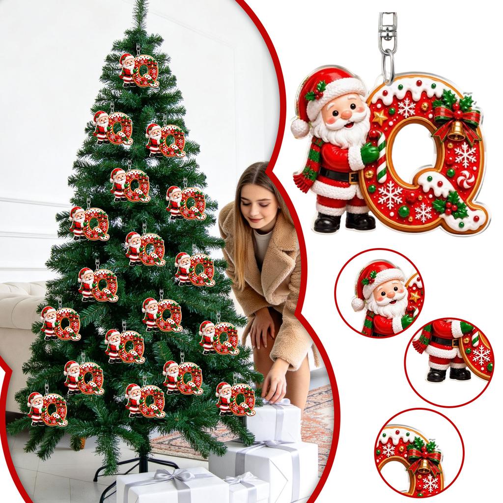 26 Letter Christmas Ornaments Set, 2D Hanging Decorations, 0.33 Thick