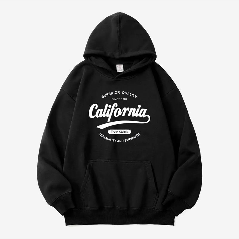 

American Retro Hooded Sweatshirt Female 2025 New Arrival Spring & Fall Winter Loose Small Man Fleece-lined Thickened Pullover Coat Black-Hooded [Spring & Fall regular Version]] XL