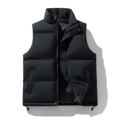 Autumn and Winter Thickened Warm Stand-up Collar Solid Color Vest Men's Trend Loose Sleeveless Vest Vest