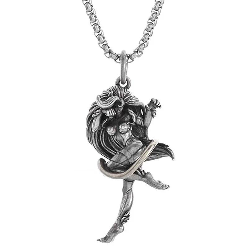 Hell Death Scythe Necklace Pendant Gothic Mysterious Devil Necklace Men\'s Personality Punk Retro Halloween Trend Jewelry