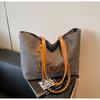 Canvas bag, letter embroidery tote bag, student commuting large capacity shoulder bag, literary shopping bag