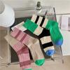 A Pair Stripes Mid Tube Socks Warm Womens Crew Socks Durable Cotton Socks  At All Seasons