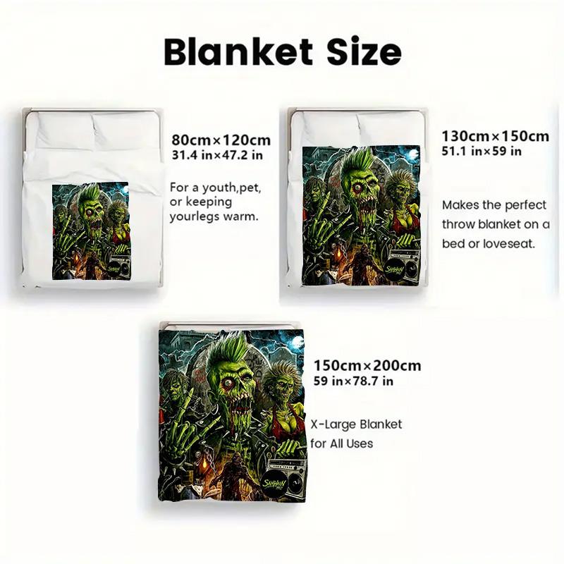 Glam-style horror movie 2D Flat Pattern Flannel Blanket High quality All Seasons Warmth and Comfort Perfect for Christmas Gifts.