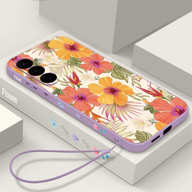 Custodia con Motivo Floreale Pittura ad Olio per Samsung S26 S25 Ultra S24 S23 S22 Plus S21 FE A15 A16 A17 A35 A36 A54 A55 A56 5G Cover Morbida in Silicone