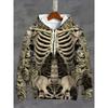 2025 New Men's Vintage Skull Skeleton 3D Print Hoodie Men Women Fashion Oversized Hoodie Sweatshirt Halloween Unisex Tracksuit