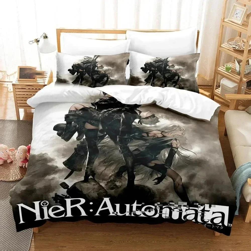 3D Print Game NieR Automata YoRHa No.2 Type B 2B Printed Bed Set Duvet Cover Pillowcase Bedding Set Linen Sheet Quilt Cover Size