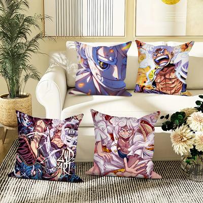 Ein Anime-Teile Monkey D. Luffy Kissenbezug Mode Quadratischer Kissenbezug Schlafzimmer Sofa Zimmer Ins Dekoration Freizeit Kissenbezug