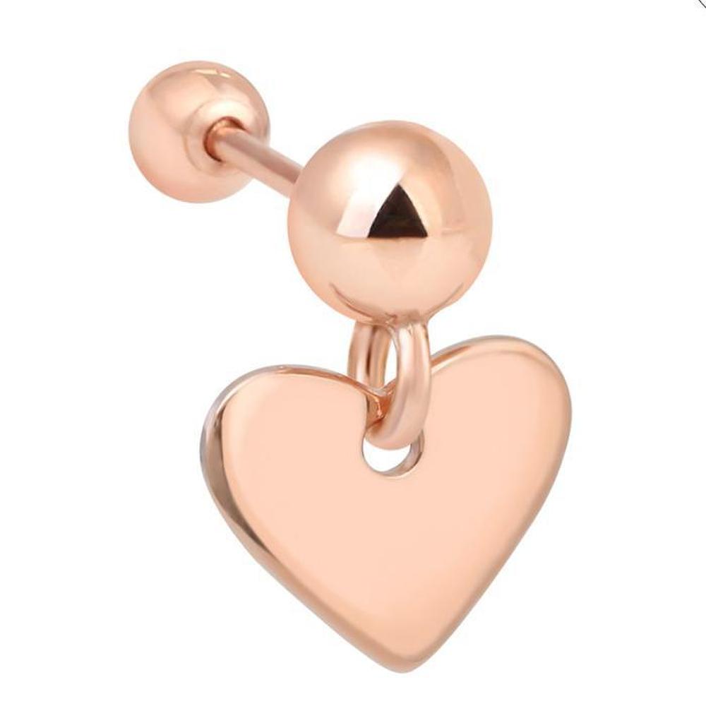 Drop Heart 14K Gold Needle Rose Gold Heart Point Piercing (S8539502)
