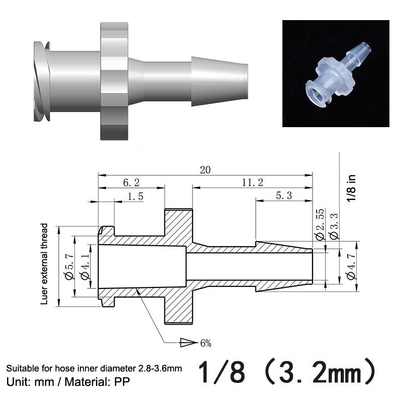 Luer Lock Adapter Pp Material Connector Air Valve Pipe Dispensing Glue Subpackaging Syringe Barrels Fitting