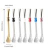 2 Piece Anti-skid Design Straw Spoon Reusable Drinking Stirring Straw Filter Straw  Travel
