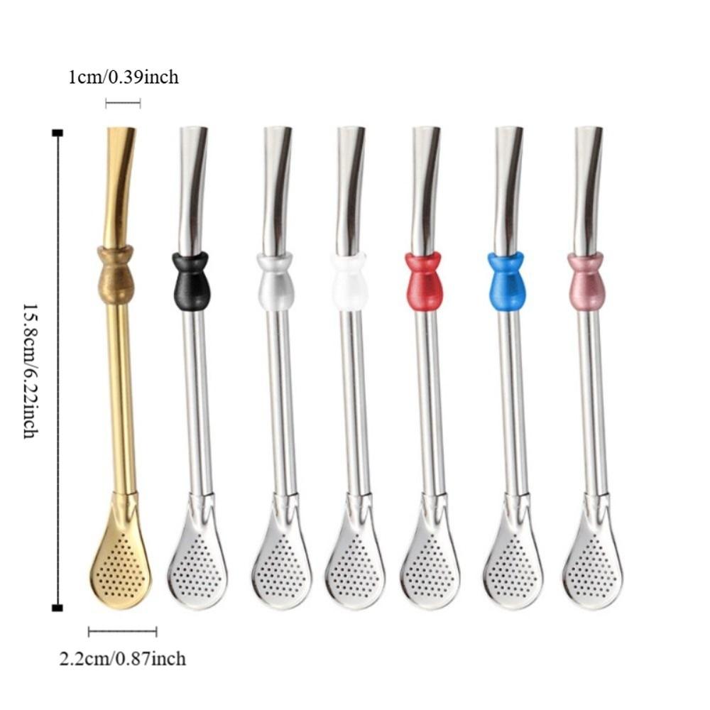 2 Piece Anti-skid Design Straw Spoon Reusable Drinking Stirring Straw Filter Straw Travel
