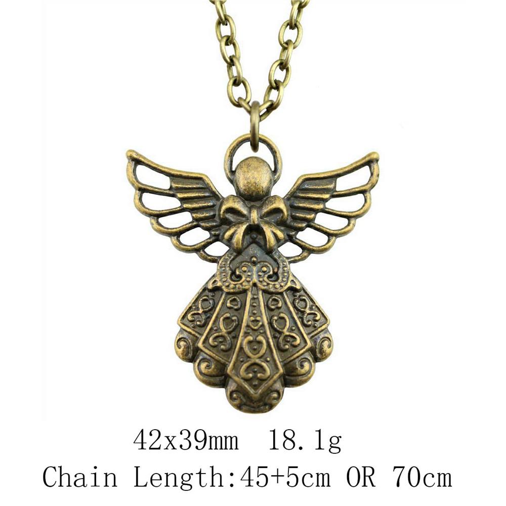 Vintage Angel Wing Pendant Necklace Alloy Feather Guardian Charm Necklaces Blessing Jewelry Gift For Making