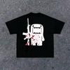 Y2k Meme Vintage Retro Domo Kun Ak47 Graphic Unisexs T Shirt Unisex Cotton Tee Streetwear Casual Oversized Loose Spring Summer Top