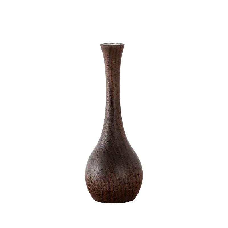 Black Walnut Vase Aroma Diffuser,2-in-1 Solid Wood Decorative Vase for Dried Flowers&Essential Oils,Handmade Eco-Friendly