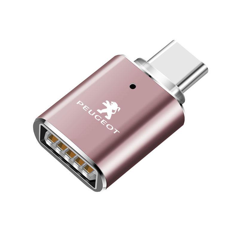 Type-C To USB Adapter OTG Connector Car Accessories For Peugeot 5008 508 408 4008 308 3008 208 2008 Landtrek Rifter e-Expert
