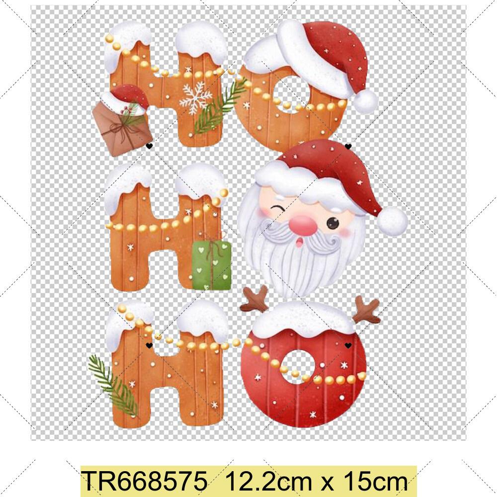 Santa Claus Christmas Tree and Reindeer Heat Transfer Sticker DIY Clothing Sewing Supplies Christmas Short Sleeves Patches