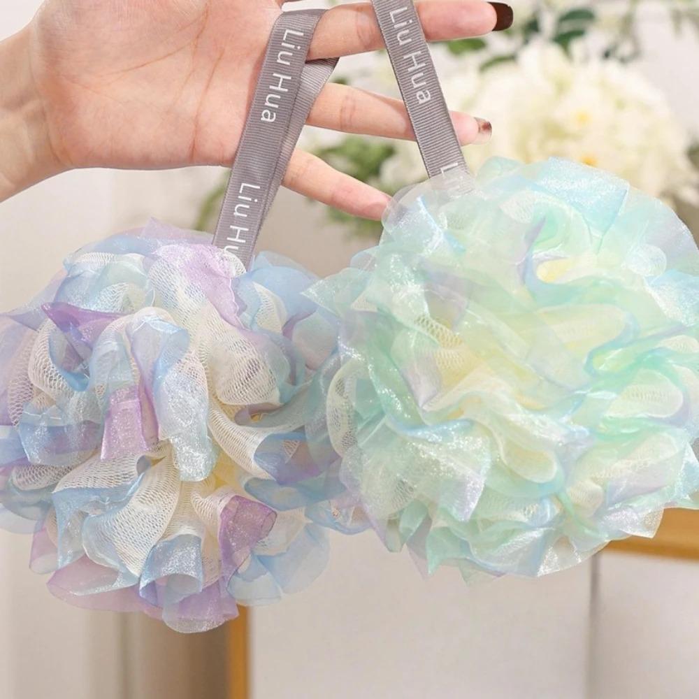 Dreamy Dazzling Color Bathing Flower Foaming Sponge Bubble Wisp Body Exfoliating Shower Flowers Mesh Ball Body Wash Skin Cleaner