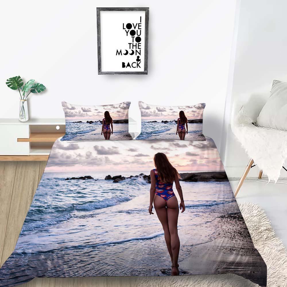 

Модное покрывало, комплект 3D, сексуальная женская кровать, 2/3 шт., постельное белье, пододеяльник, удобная микрофибра EU Single 135x200cm