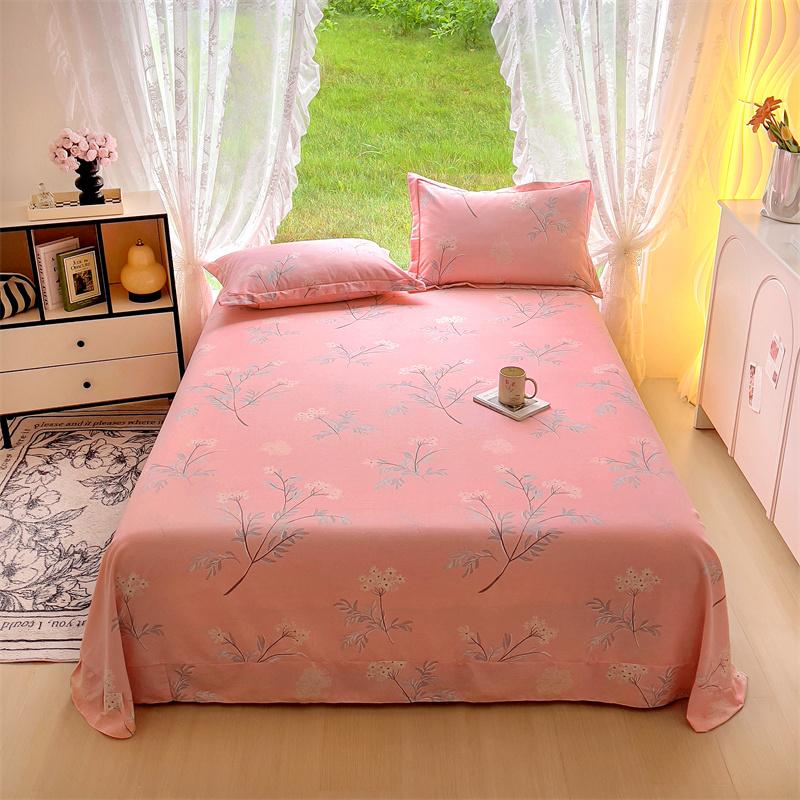White Flower Printed Bed Sheet Set Simple Pink Cotton bedspread Thickened Bedding Set Luxury Soft Flat Sheet with Pillowcases