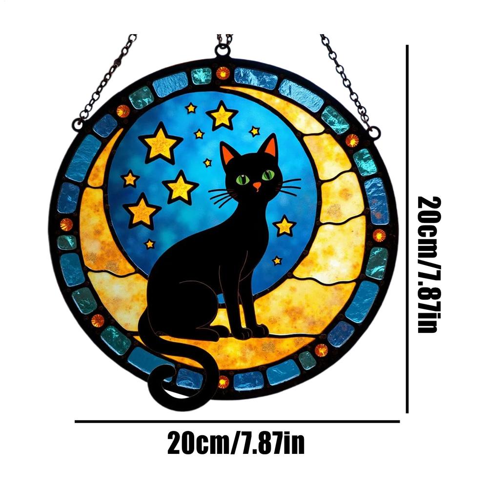 Cat Sun Catcher Acrylic Cat Moon Sun Catcher Pendants For Wall Aesthetic Window Decorations Ornaments For Home Bedroom Cafe