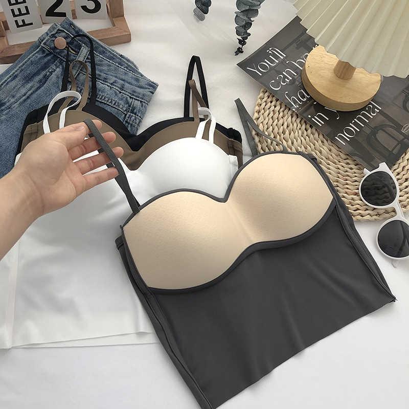 Elegant Ice Silk Camisole with Chest Pads – Sleek and Sexy Back Short Tank Top