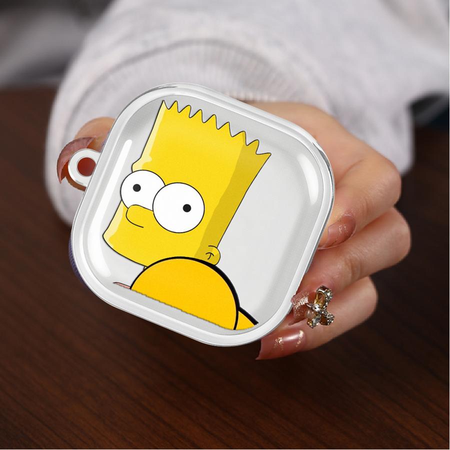 Case For Samsung Galaxy Buds 3Pro 2 4 Pro Live 2Pro 3 FE 4Pro Clear Earphone Cases Cover With Hook Cute The S-simpsons