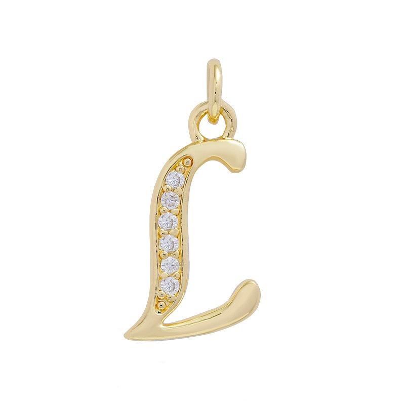 European & American Gold-Plated Copper Zircon Letter Necklace - High-End DIY Jewelry Accessory