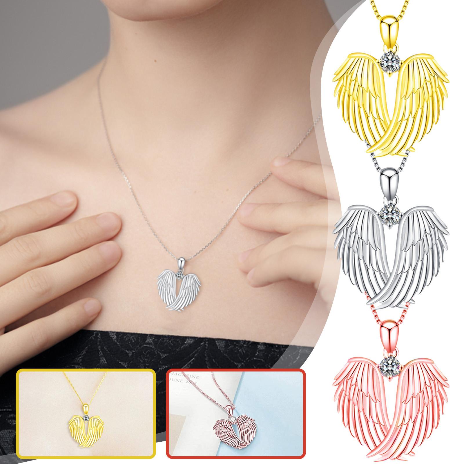 

Новые крылья ангела-бриллиантовое ожерелье, европейская и американская мода, модное женское ожерелье с подвеской, женское ожерелье с сердечком One Size золотой