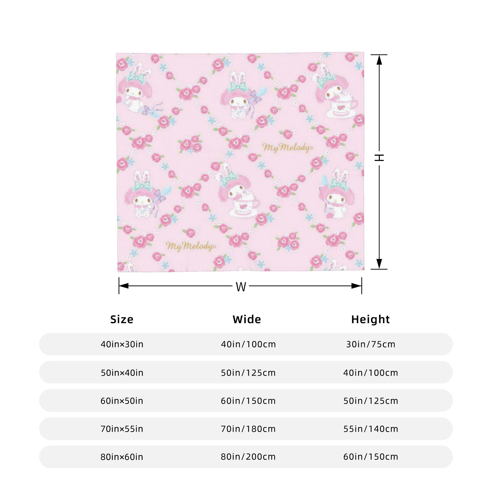 My Melody Kawaii Flannel Throw Blanket Blanket for Bed Bedroom Ultra-Soft Bedding Throws 100x150cm