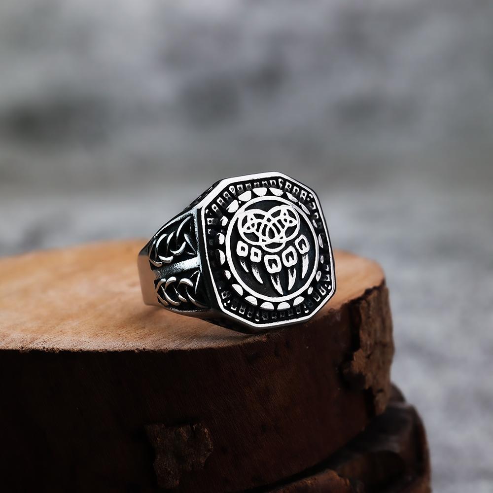 Iskandinav Viking Paslanmaz Çelik Yüzük Çapa Pusula Hayat Ağacı Rune Muska Kurt Erkek Kadın Parmak Takı Biker Parti Kulübü Hediye