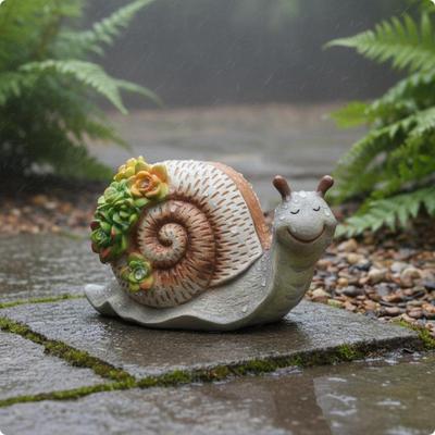 Cartoon-Dekoration Wasserdicht Niedliche Statue Außen für Rasen, Terrasse Schnecke Solar