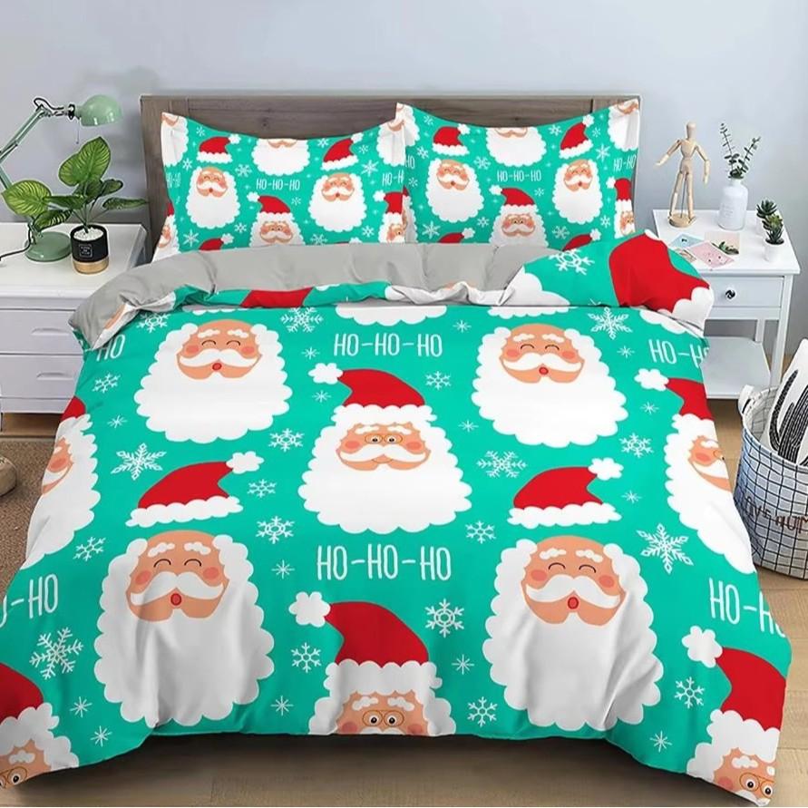 Christmas Snowman Down Comforter Set Bedding Set 3-piece Duvet Cover Set