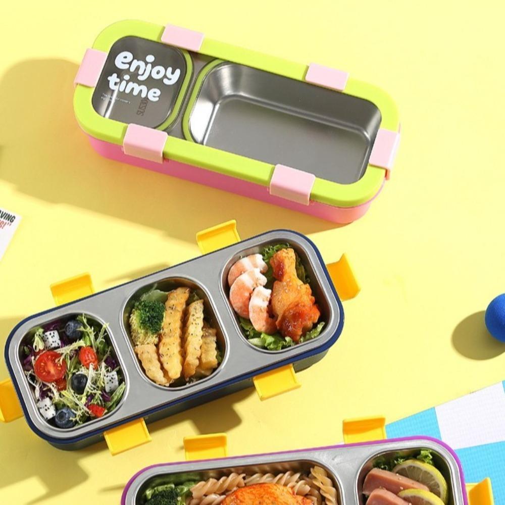Removable Insulated Lunch Box 2/3 Compartment Divided Lunch Box Stainless Steel Lunch Box  Work