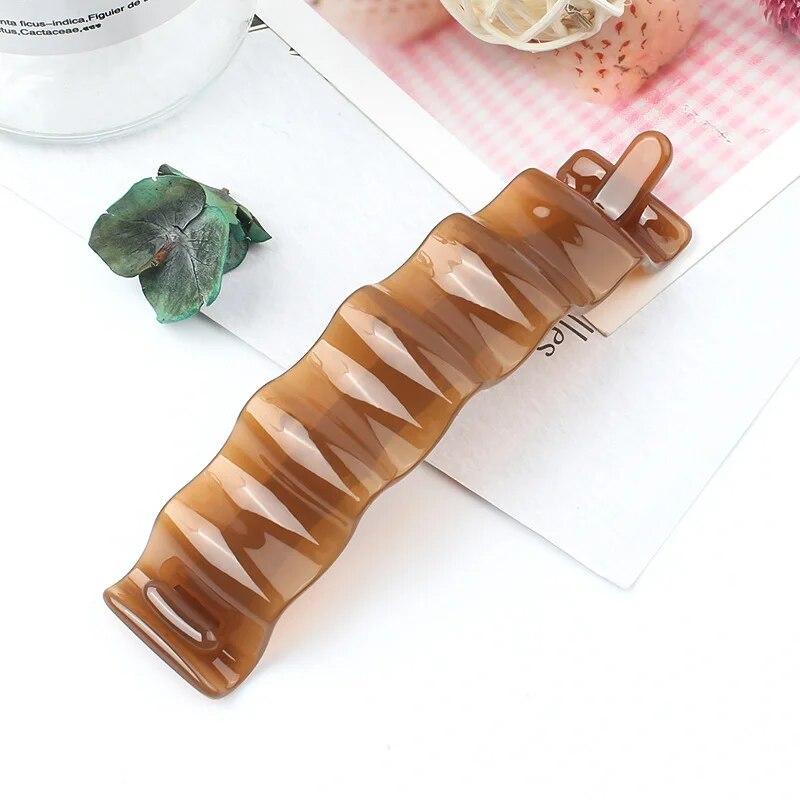 Frosted Ponytail Clip Jelly Color Hair Clip Women Acrylic Wave Banana Clip Hairpin Ponytail Twist Clip Style Headwear