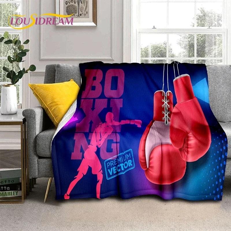 Guantoni da Boxe Pugile Combattimento Cartone Animato Morbida Coperta di Flanella per Letti Camera da Letto Divano Picnic, Coperta Plaid per Coprire Tempo Libero all'Aperto Regalo