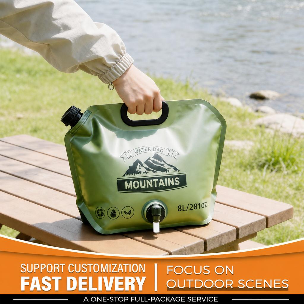 Outdoor Portable 8L Water Storage Bag Mountain Climbing Wild Fishing Foldable Travel Plastic Camping Essential Supplies